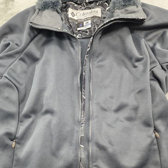 Columbia Jacket Womens L Gray Interchange Softshell Full Zip Faux Fur Collar - Picture 5 of 13